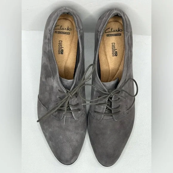 Clark’s Araya Hale Gray Lace Up Shoes Booties Sz 11 - Picture 4 of 8